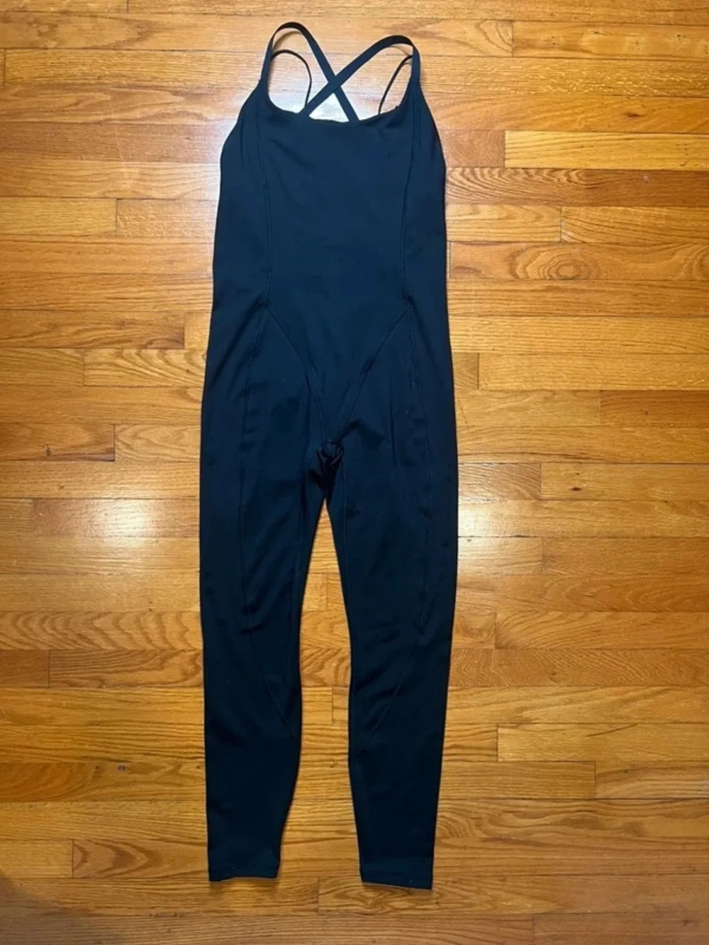 Black One-Piece Strappy Active Jumpsuit